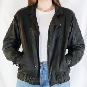 Vintage 90s Genuine Leather Full Zip Bomber Jacket
